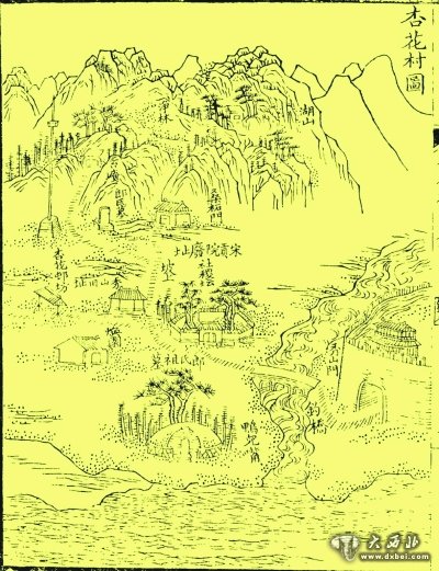 《杏花村志》一书中的安徽池州“杏花村图”